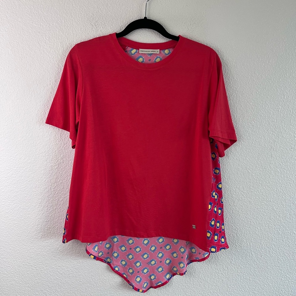 Purificacion Garcia Women's Split Multi Print Asymmetrical‎ Blouse